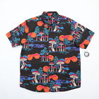 NEFF Psychedelic Smiley Face Mushrooms Forest Shirt Button Up Short Sleeve sz S