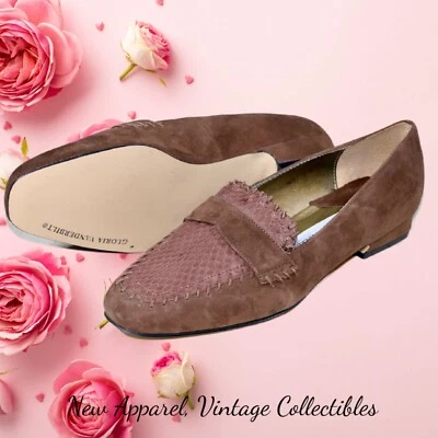 Gloria Vanderbilt Mujer Talla 7 Gamuza Mocasín Plano con Tacones de 1" Vestido-Zapato Casual Foto 1 de 4