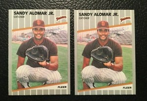 Sandy Alomar Jr Rookie SAN DIEGO PADRES 1989 Fleer Lot of 2 Mint Cards Free Ship