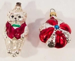 2 Vintage Weihnachtsschmuck aus mundgeblasenem Glas - Bär - Bild 1 von 3
