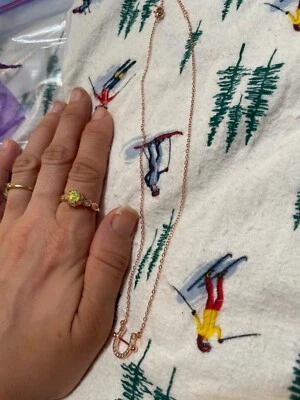 rose gold plated 925 silver opal ring and horseshoe pendNt necklace - Image 1 of 3