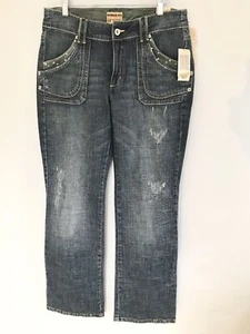 Dept of Peace Damen-Bootcut-Jeans Größe 12 Used-Look verziert Camouflage-Besatz Glitzer - Bild 1 von 9