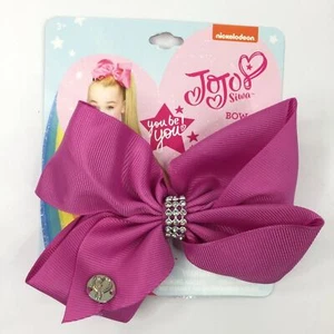 JoJo Siwa Medium Cheer Hair Bow Approx 5 in Solid Pink With Rhinestones NEW - Picture 1 of 3