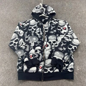 VINTAGE Famous Stars Straps Hoodie Herren Small Skull AOP Full Zip Travis Barker - Bild 1 von 21