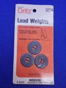Dritz Lead Weights Dress Curtains Drapes Jackets Coats Medium Weight 7/8" - Picture 1 of 2