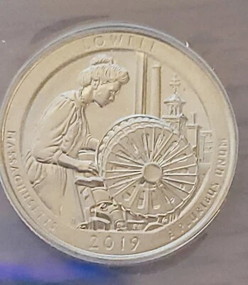2019 P Lowell Historical Park Quarter ANACS MS66, Mint Error Die Breaks Reverse - Image 1 of 4