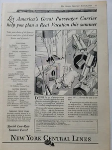 1930 New York Central Railroad train lines Scottish terrier dog vacation ad - Picture 1 of 1
