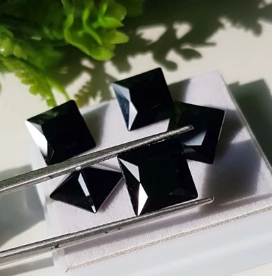 AAA Top Quality 100 % Natural Black Colour Princess Cut 5Pc 10x10x5.50mm 38Ct - Image 1 of 4