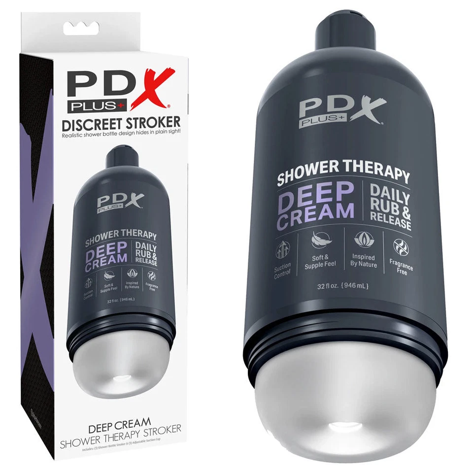 PDX Plus Shower Therapy - Deep Cream - Frosted -  Discreet Stroker with Sucti... - image 1 of 1