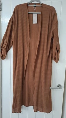 LADIES LONG CASUAL BROWN OPEN FRONT JACKET SIZE  XL (16/18) NEW WITH TAGS - Image 1 of 4