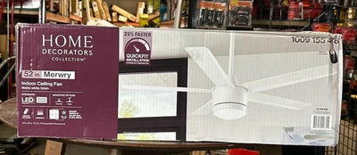 Home Decorators Collection SW1422 MWH Merwry 52 in LED Matte White Ceiling Fan - Image 1 of 4