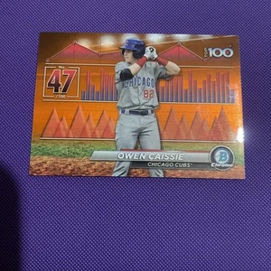 2024 Bowman #BTP-47 Owen Caissie Bowman Scouts' Top 100 Orange Refractors #/25 - Picture 1 of 5