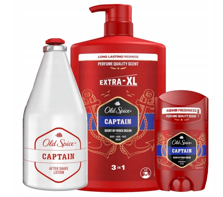 Old Spice Captain – Duschgel, Shampoo, Aftershave & Antitranspirant – Maskuline