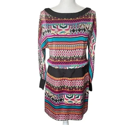 Phoebe Couture Mixed Media Seda Transparente Peek A Boo Mangas Talla 4 Forradas Nuevo con Etiquetas Espalda Baja Foto 1 de 4