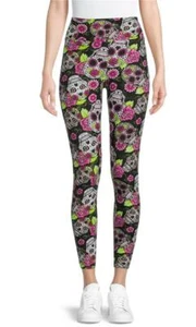 Juniors No Boundaries SUGAR SKULLS Ankle Leggings Sz L 2X 3X Day of the Dead NWT - Picture 1 of 1