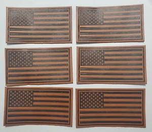 American Flag Leather Patch 6 Pack Sew On, Bulk, Distressed Print, Faux - Picture 1 of 7