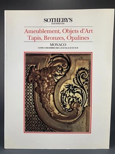Sotheby's Ameublement, Objets d'Art Tapis Bronzes Opalines Monaco December 1988 - Picture 1 of 4