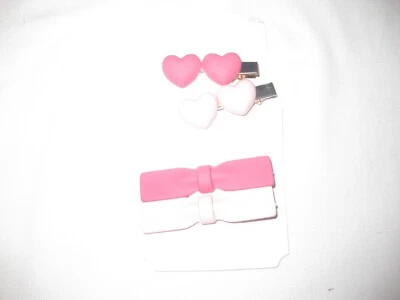 Romwe kawaii 4pk corazón y moño pinzas para el cabello rosa caliente y rosa pastel nip años 80 retroondas Foto 1 de 2