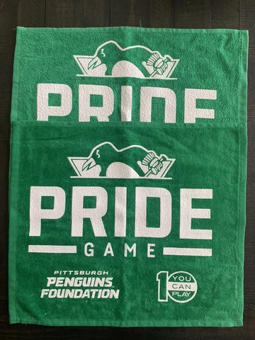 2 Green Pittsburgh Penguins Pride Towels From Game 12-12-22 Vs Dallas Stars Cover