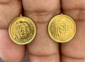 Pendientes Moneda Oro Amarillo 18KT y 22kt “Caciques De Venezuela” (pB368) - Imagen 1 de 6