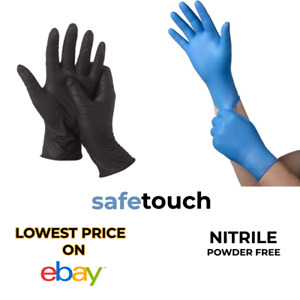 Disposable Black Nitrile or Blue Gloves Powder & Latex Free - 100 Boxed
