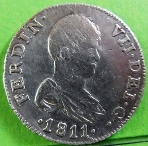 RARE FERNANDO VII 2 REALES 1811 CATALUÑA -SF- SPANISH SILVER - Picture 1 of 2
