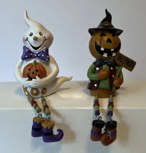 Juego de 2 cuidadores de estante de resina de Halloween calabaza bruja y fantasma Halloween - Imagen 1 de 3