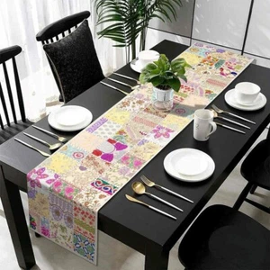 Indian Cotton Patchwork Table Runner Embroidered Dining Table Tapestry 152X45 cm - Picture 1 of 5