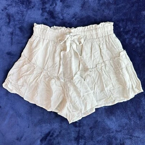 Vestique Athletic Shorts Womens M Off White Linen Flowy High Rise Drawstring - Picture 1 of 12
