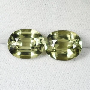 6.80 ct ELECTRIFYING HONEY GREEN / NATURAL COLOR CHANGE DIASPORE  Oval Pair  CA - Picture 1 of 2