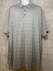 Reebok Golf Polo Shirt Mens 3XL Gray Pink Striped Short Sleeve Logo Performance - Picture 1 of 11