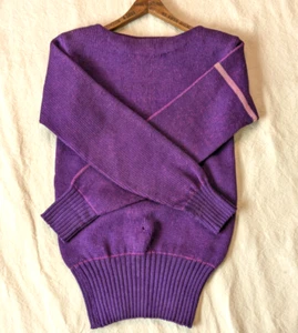 O'Shea Knitting Mills Chicago 1920s Purple Wool Athletic Sports Knit Sweater SM - Picture 1 of 11