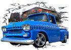 1958 Blue Chevy Pickup Truck D Custom Hot Rod Garage T-Shirt 58 Muscle Car Tees