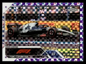 2023 Topps Chrome Formula 1 #57 Yuki Tsunoda Purple Checker Flag X-fractor #/199 - Picture 1 of 2