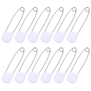 50Pcs Plastic Safety Pin Baby Child Buckle Diaper Pins Large For Clothes White - Picture 1 of 10