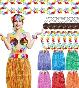 Luau Party Accessories 7 Coconut Bras 7 Skirts 24" Headbands Leis Bracelets... - Picture 1 of 10