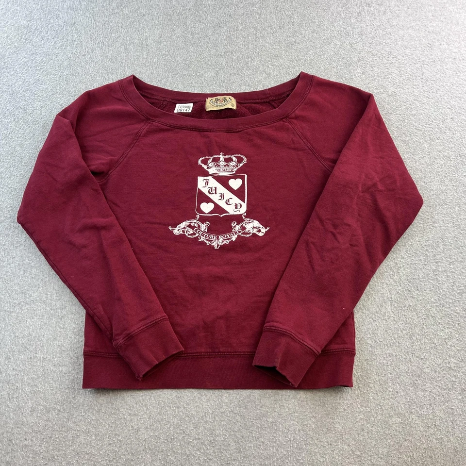 Suéter de Colección Juicy Couture Para Mujer Mediano Rojo Cresta Logo Pullover Y2K Foto 1 de 4