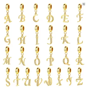 Charm Anhänger Silber 925 Alphabet A-Z Buchstaben Anhänger Geschenk Gold Dame - Bild 1 von 27