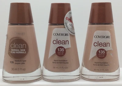CoverGirl Clean Liquid Foundation For Normal Skin, 135 Medium Light, PACK OF 3 - Image 1 of 2