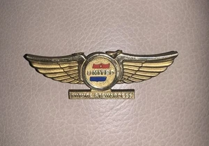 Vtg UNITED AIRLINES Wings Pin " Future Stewardess " Stoffee Seals Tuckahoe NY - Picture 1 of 9