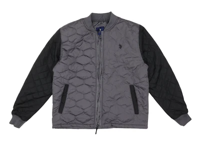U.S. Polo Assn. L28710 Mens Grey Contrast Quilted Bomber Jacket Size XL - Image 1 of 4