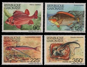 Gabón 1987 - Mi-Nr. 979-982 ** - Estampillada sin montar o nunca montada - Peces / Peces - Imagen 1 de 1