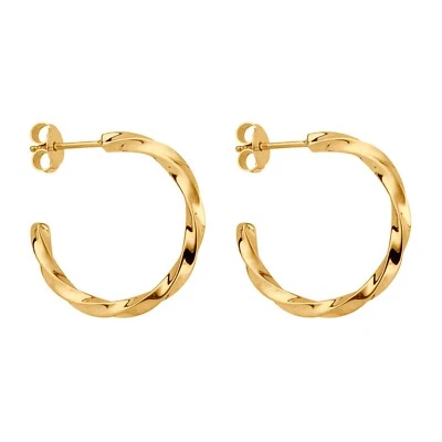 Twisted 3/4 Hoop Earrings 9ct Yellow Gold Hallmarked Brand New Boxed - Image 1 of 4