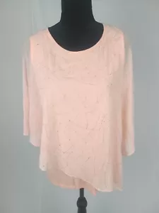 JM Collection women L geo savvy sheer over lay tank top peach - Picture 1 of 5