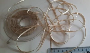 Cream with gold edge double satin (3mm X 20 Meter) ribbon wedding gift bow - Picture 1 of 3