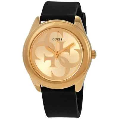 Guess Ladies G-Twist Gold Dial Black Silicone Watch - W0911L3 NEW - Image 1 of 4