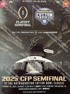 2025 COTTON BOWL GAME PROGRAM OHIO STATE BUCKEYES VS. TEXAS LONGHORNS SHIPS NOW! - Picture 1 of 5