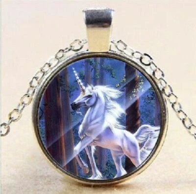  UNICORNIO BLANCO CABALLO FANTASÍA Colgante 20" Plata de Ley 925 Collar Mujer Mamá Foto 1 de 4
