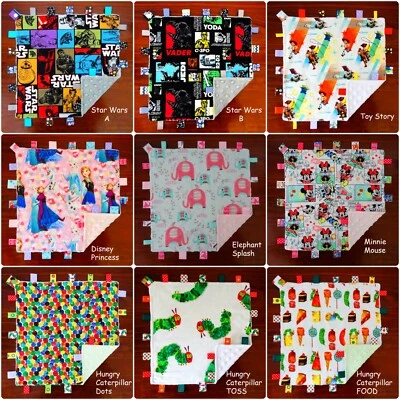 LARGE Size - Taggie Taggy Tag Blanket Toy comforter dummy clip holder - Image 1 of 3