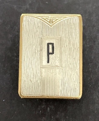 Vintage Mayers Silver and Gloray Initial "P" Small Belt Buckle Black Letter - Image 1 of 4